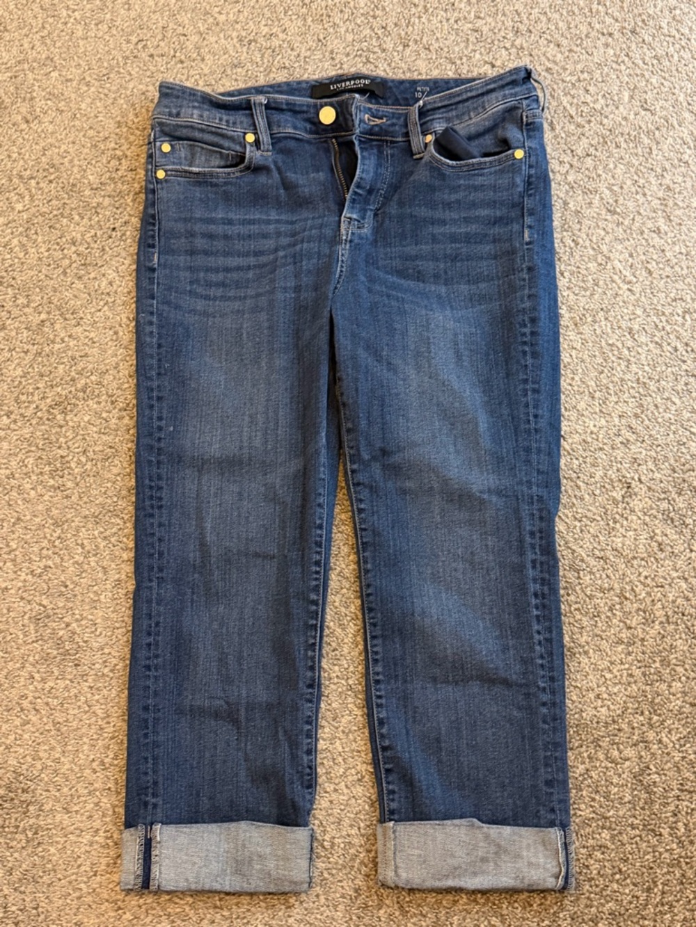 Liverpool Dark Blue Boyfriend Jeans with Cuffed Hem